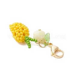 Handmade Glass Seed Beads Mango Pendnat Decorations&nbsp;HJEW-MZ00348