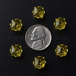 透明なアクリルビーズ  多面カット  正方形  きいろ  8.5x9.5x9.5mm  穴：2.5mm  約1070個/500g&nbsp;MACR-S373-51B-B08