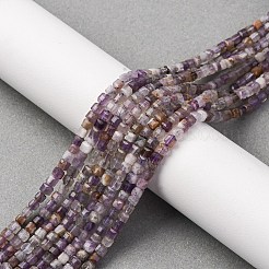ファセットされた天然アメジストビーズ連売り  キューブ  3x3x3mm  穴：0.5mm  約130個/連  15.35''（39センチメートル）&nbsp;G-RM250101-E21-01