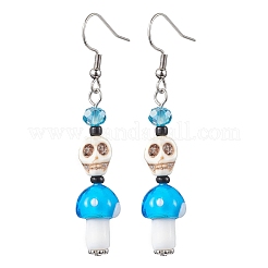 4 Pairs Dyed Synthetic Turquoise and Handmade Lampwork Beads Earrings&nbsp;EJEW-TA00417