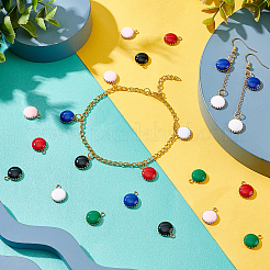 24個 6色 304ステンレススチール エナメルチャーム  イオンプレーティング（ip）  ゴールドカラー  フラットラウンド  ミックスカラー  13.5x10.5x3mm  穴：1.6mm  4個/カラー&nbsp;STAS-UN0037-68