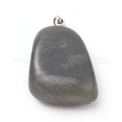 天然石ラブラドライトペンダント  プラチナトーンの真鍮パーツ  ナゲット  23~30x13~22x12~20mm  穴：5x3mm&nbsp;G-k302-B20