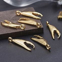 合金ペンダント  鉛フリー＆ニッケルフリー＆カドミウムフリー  カニの爪  14KGP本金メッキ  32x10.5x6.5mm  穴：3mm&nbsp;TIBEP-A040-045G-NR