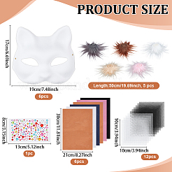 Paper & Pvc & Fiber & Felt & Acrylic DIY Cat Mask Set&nbsp;DIY-WH0591-096A