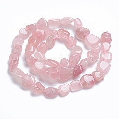 天然マダガスカル ローズクォーツビーズ連売り  タンブルストーン  ナゲット  5~11x4~9x4~10mm  穴：0.8mm  約45個/連  15.75インチ（40cm）&nbsp;X-G-G841-A07