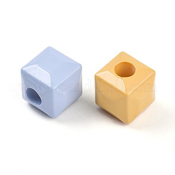 オペークアクリルヨーロピアンビーズ  キューブ  大穴ビーズ  ミックスカラー  13x13x13mm  穴：5mm&nbsp;OACR-I015-64