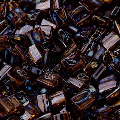 MIYUKIティラビーズ  日本製シードビーズ  2穴  (tl4502) 透明なダークトパーズ ピカソ  5x5x1.9mm  穴：0.8mm  約5900個/500g&nbsp;SEED-MY05-TL4502