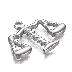 変色しにくい304ステンレススチールペンダント  バランススケール/てんびん座  ステンレス鋼色  19x25x2mm  穴：2.6mm&nbsp;STAS-I166-08P