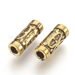 チベット風合金チューブビーズ  カドミウムフリー＆鉛フリー  アンティーク黄金  13x5mm  穴：2.5mm&nbsp;GLF0843Y