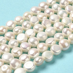 天然養殖淡水パールビーズ連売り  両面研磨  グレード6 A  貝殻色  8~9x8~9x6~6.5mm  穴：0.6mm  約42~43個/連  13.98~14.17''（35.5~36センチメートル）&nbsp;PEAR-E017-22