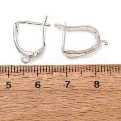 真鍮製フープピアスパーツ  ラッチバッククロージャ付き  プラチナ  17x13mm  ピン：1.5mm&nbsp;KK-L148-07P