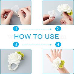 プラスチックイミテーションパールストレッチブレスレット  花嫁介添人のために  ブライダル  パーティージュエリー（レースエッジなし）  オーガンジーバッグ付き  ミックスカラー  1-3/4インチ（4.5cm）  ビーズ：8mm  12個/セット&nbsp;FIND-NB0001-22