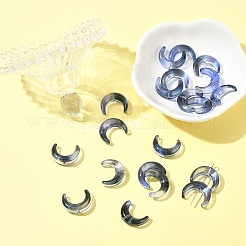 グラデーションカラーの手作りランプワークビーズ20個  ムーン  マリンブルー  16.5x13x5.5mm  穴：1mm  20個/セット&nbsp;LAMP-FS0001-18F