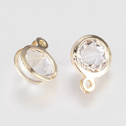 ガラスのラインストーンチャーム  鉄パーツ  フラットラウンド  ゴールドカラー  12.5x9x7mm  穴：1mm&nbsp;IFIN-F144-12G