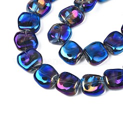 メッキガラスビーズ連売り  ABカラー  ポリゴン  ダークブルー  10.5x11~12x5~6mm  穴：1mm  約60~61個/連  24.41インチ〜25.20インチ（62~64cm）&nbsp;EGLA-S188-21-B01