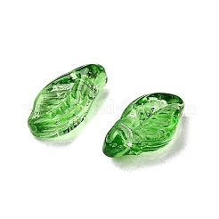 ガラスビーズ  葉  グリーン  12x6.5x5mm  穴：0.8mm&nbsp;GLAA-D303-08H