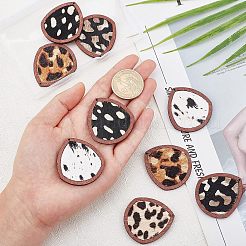 DIYイヤリング作成キット  10個入り5色環境にやさしい牛革レザーペンダント  染色木材  ヒョウ柄の涙  10個の鉄のピアスフック  10個のアイアンオープン丸カン  ミックスカラー  41x37.5x4mm  2個/カラー&nbsp;DIY-OC0007-32