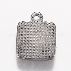 変色しない304ステンレススチールペンダント  無限大の正方形  ステンレス鋼色  16x13x3mm  穴：1.5mm&nbsp;STAS-Z012-15P