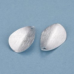真鍮製チャーム  カドミウムフリー＆鉛フリー  ティアドロップ  925銀メッキ  20x13x2mm  穴：1.4mm&nbsp;KK-Y003-38S