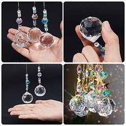 3Pcs 3 Colors Glass Teardrop Pendant Decorations&nbsp;FIND-SP0002-52