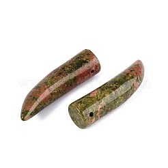 天然石ユナカイトペンダント  牛角のお守り  35~38x10~14x10~11mm  穴：1.2~1.5mm&nbsp;G-Q602-10E