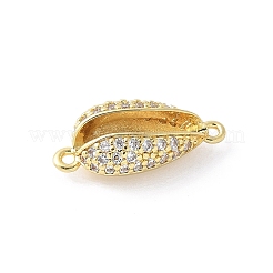 Brass Micro Pave Clear Cubic Zirconia Shell Shaped Links Connector Charms&nbsp;KK-K399-03A-G