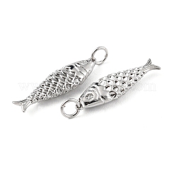 ラックメッキ真鍮チャーム  カドミウムフリー＆鉛フリー  長持ちメッキ  丸カン付き  魚のチャーム  プラチナ  25.5x7x4mm  穴：3.2mm&nbsp;KK-C021-06P