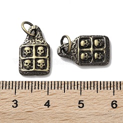 チベットスタイルの真鍮ペンダント  カドミウムフリー＆鉛フリー  スカル  アンティークブロンズ  16x9.5x2.5mm  穴：4mm&nbsp;KK-M284-41AB