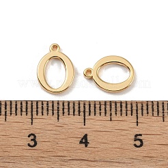 真鍮チャーム  18KGP本金メッキ  アルファベットのO  9.8x7x1.3mm  穴：0.8mm&nbsp;KK-R164-01O-G