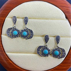 Synthetic Turquoise Dangle Stud Earrings&nbsp;EJEW-C178-01C