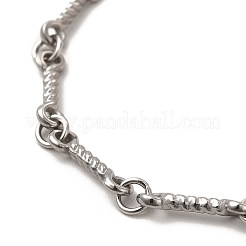 変色しない304ステンレススチールツイストバーリンクブレスレット（女性用）  ステンレス鋼色  6-3/8インチ（16.2cm）&nbsp;BJEW-G667-01P