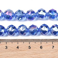 透明電気メッキガラスビーズ連売り  多面カット  ラウンド  藤紫色  9.5~10mm  穴：1.2mm  約59個/連  22.05''（56センチメートル）&nbsp;EGLA-N002-34C-B14