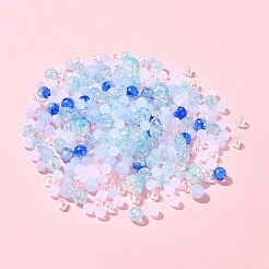 DIY 丸型アクリルビーズブレスレット作成キット  ミディアムターコイズ  6~10x0.8~10mm  穴：1.5~2mm&nbsp;DIY-FS0007-02A