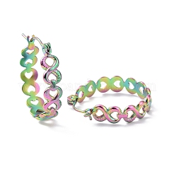 Ion Plating(IP) Rainbow Color 304 Stainless Steel Infinity Hoop Earrings for Women&nbsp;EJEW-G293-28M