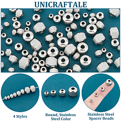 80Pcs 4 Styles 201 Stainless Steel Spacer Beads&nbsp;STAS-UN0060-39