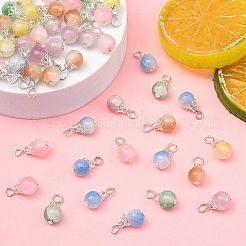 60Pcs 6 Colors Imitation Jade Glass Pendants&nbsp;PALLOY-YW00069