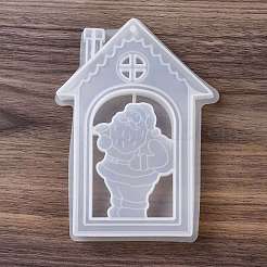 クリスマステーマ DIY ペンダント デコレーション シリコン型  エポキシ樹脂工芸品作り  ホワイト  ハウス  129x92x15.5mm  穴：3mm&nbsp;LS-DIY-F151-01C