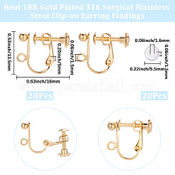 20Pcs 316 Surgical Stainless Steel Clip-on Earring Findings&nbsp;STAS-BBC0010-93