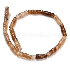 天然石瑪瑙ビーズ連売り  染め＆加熱  竹の形  シエナ  25x8~8.5mm  穴：1.5mm  約16個/連  15.75''（40センチメートル）&nbsp;G-Z144-A02-01A