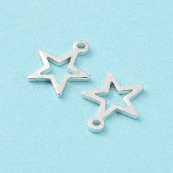 スターリングシルバー チェーン エクステンダー ドロップ 925 個  エクステンダーチェーンタブ  中空スター  銀  8x7x0.7mm  穴：0.8mm&nbsp;STER-F053-10S