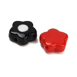 ツートンの不透明アクリルビーズ  花  ミックスカラー  9.5x9.5x4mm  穴：1mm&nbsp;AC-CBA6BCC-05
