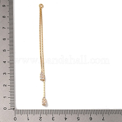 真鍮製マイクロパヴェクリアキュービックジルコニアビッグペンダント  台形タッセル  18KGP本金メッキ  89x4x3mm  穴：2mm&nbsp;KK-G510-07G