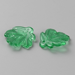 ガラスチャーム  メープルリーフチャーム  グリーン  22x21x3mm  穴：1.2mm&nbsp;GLAA-CJC0015-01G