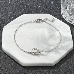 ノット 304 ステンレススチール ペンダントネックレス & ブレスレット & スタッドピアスセット 女性用  ステンレス鋼色  18.31インチ（46.5cm）  7.80インチ（19.8cm）  9x17mm&nbsp;SJEW-C004-16P