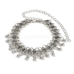 Bohemian Flower Tassel Alloy Anklets for Women&nbsp;AJEW-B107-02