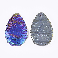 Electroplated Natural Dragon Blood Jasper Pendants&nbsp;G-S329-026