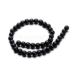 ガラスラウンドビーズ連売り  ブラック  6mm  穴：1mm  約50個/連  11インチ&nbsp;GLAA-I028-6mm-02
