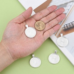 Flat Round Alloy Pendant Cabochon Settings&nbsp;PALLOY-A15654-S-NF