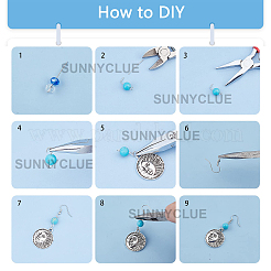 キットを作るDIYダングルピアス  チベットスタイルの合金ペンダントを含む  宝石ラウンドビーズ  真鍮のピアスフック  鉄パーツ  プラチナ  14個/箱&nbsp;DIY-SC0013-42P