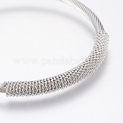 Tarnish Resistant 304 Stainless Steel Cuff Bangles Torque Bangles&nbsp;BJEW-H570-31P